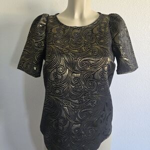 Elegant Black and Gold Swirl Pattern Top